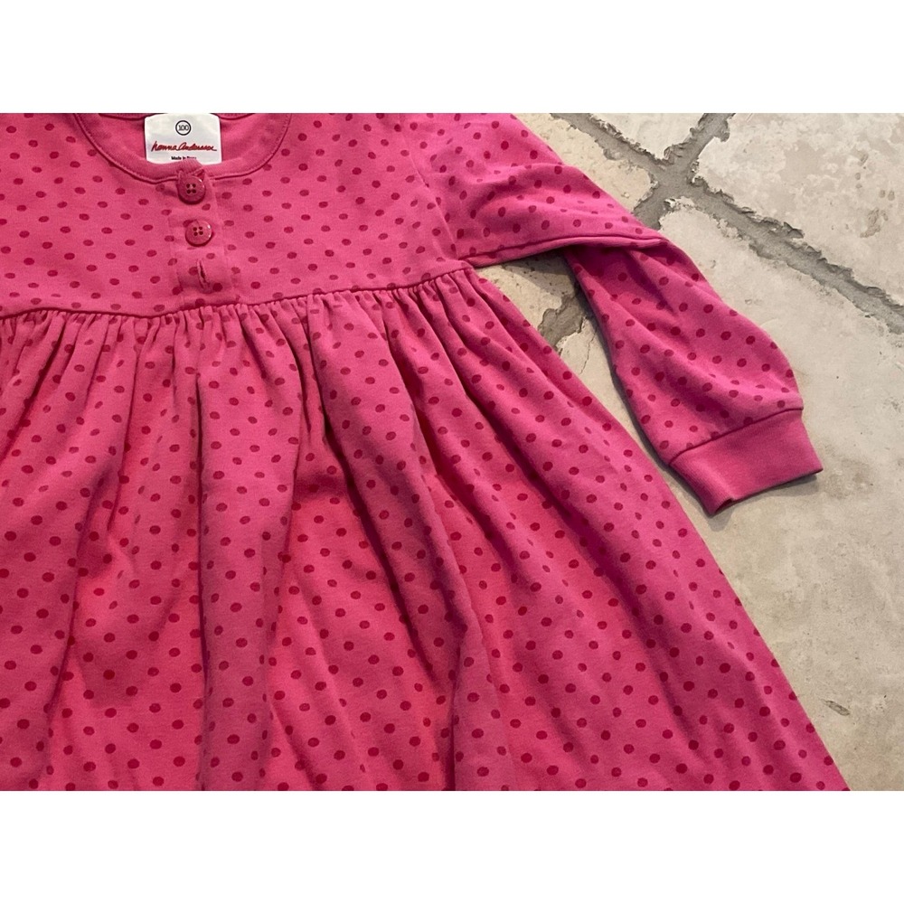 Hanna Andersson pink dot‎ long sleeve dress - girls size 100 (4) Play Day Dress - Picture 4 of 6